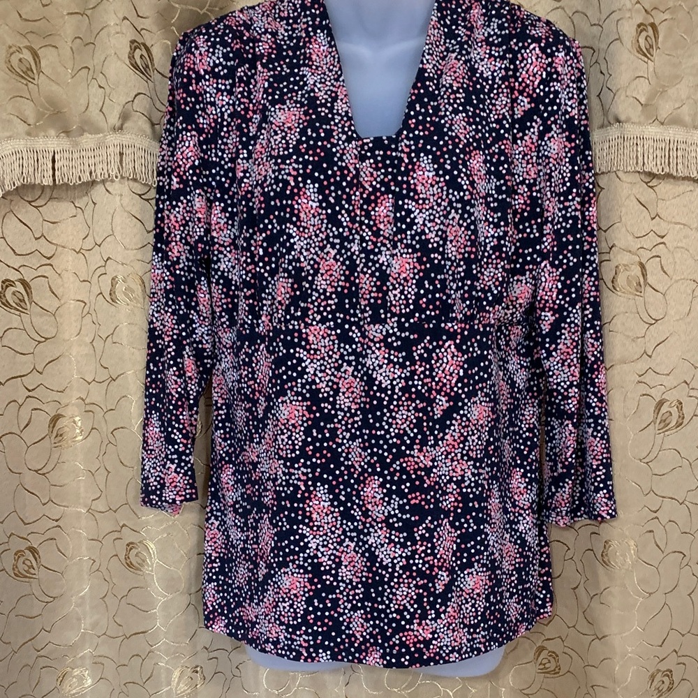 East 5th Black and Pink Patterned Blouse.